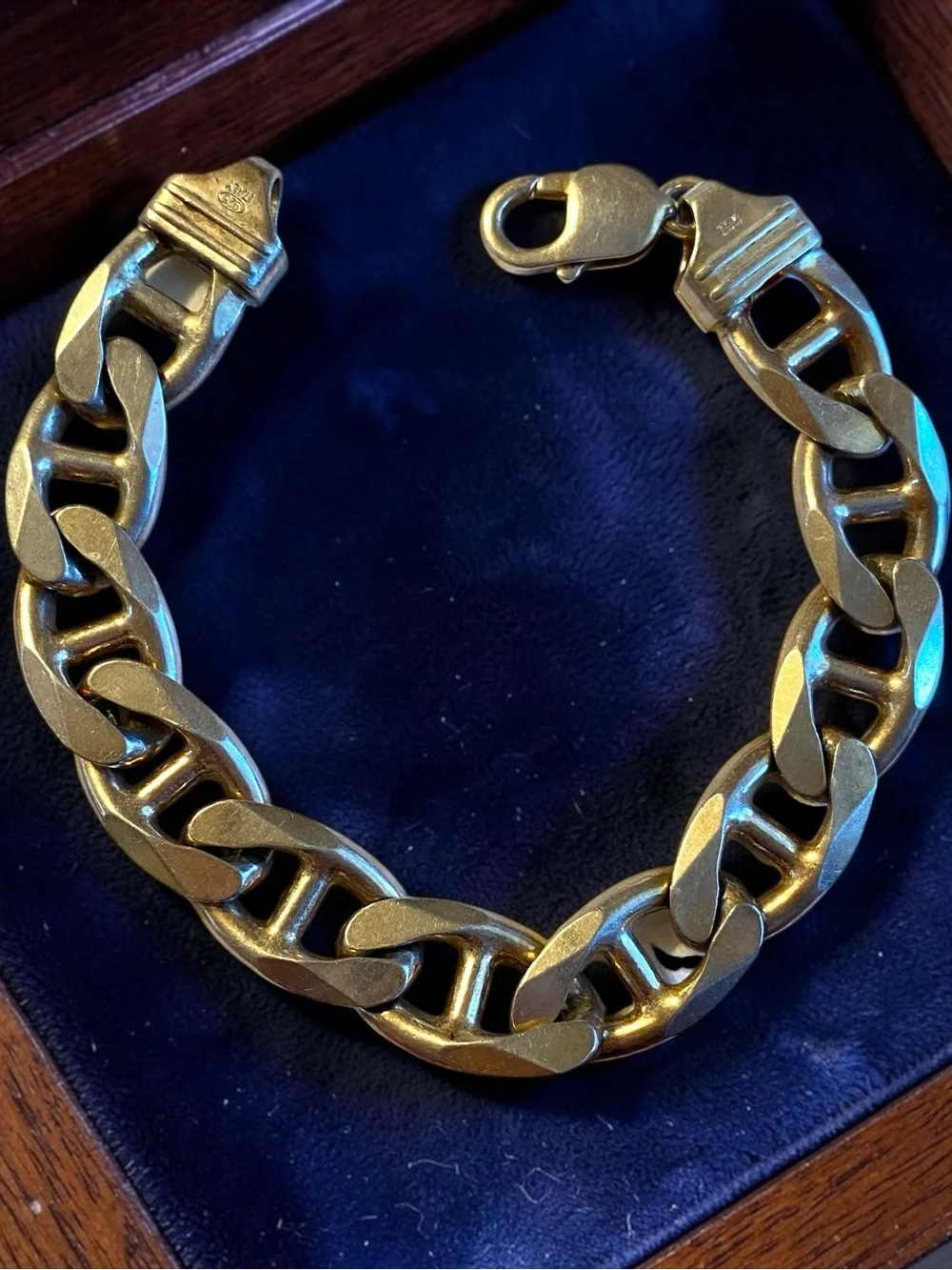 Estate MENS Sterling Silver 925 HEAVY 1/2” Wide MARINER Gucci Link 8.5” Bracelet